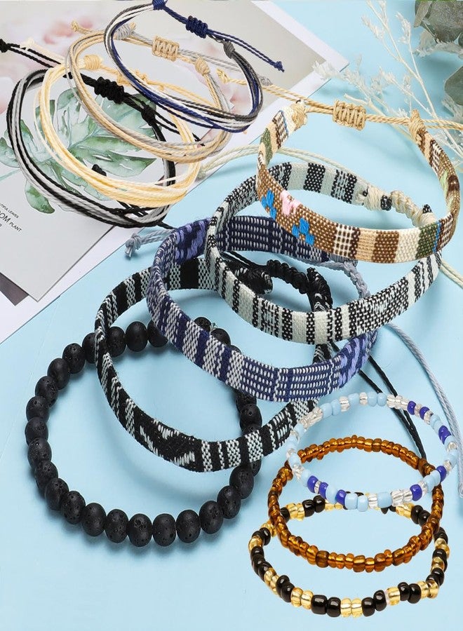 Mannikesi 12pcs Surfer Beach Bracelet Set Men and Women, Bracelets For Men, Handmade Boho Bracelets Jewelry Wrap Bracelets Adjustable, Men'S And Women'S Anklet, String Rope Ankle Bracelet Christmas Gift - Image 2